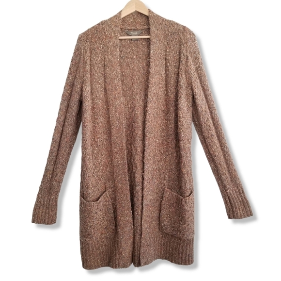 Natural Reflections Long Line Cardigan Sweater Medium Wool Blend Gray Brown - Picture 1 of 10
